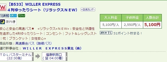 福島から東京ディズニーランド ディズニーシーへの深夜高速バス 高速バスブログ